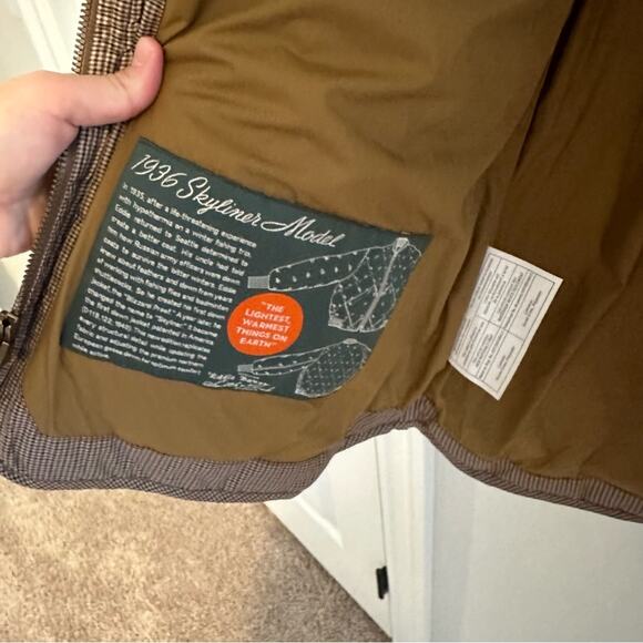 Eddie Bauer Brown Hunting Skyliner Goose Down Puffer Jacket Small - Picture 6 of 16